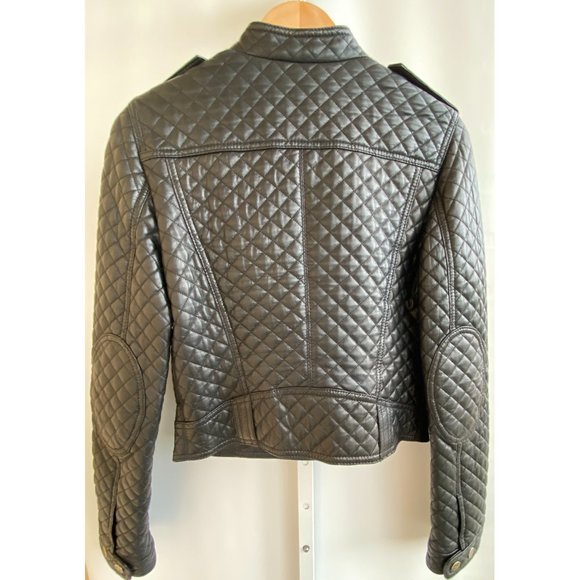 Dolce & Gabbana quilted black leather motorcycle bomber jacket sz IT 40 US 4 - Picture 7 of 11